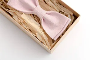 Pale Dusty Rose Linen Bow Tie - Subtle Charm for Special Moments