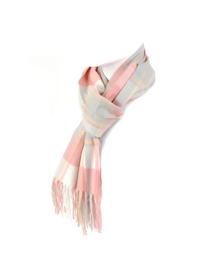 Pastel Plaid Cashmere Feel Winter Scarf