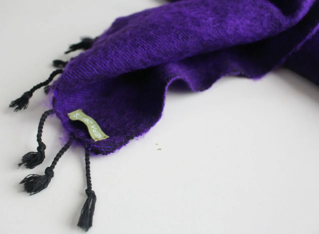 Purple Black Three Ply Woolen Muffler