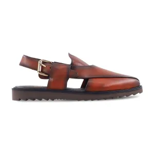 Raymond - Men's Burnished Orange Tan Calf Leather Sandal