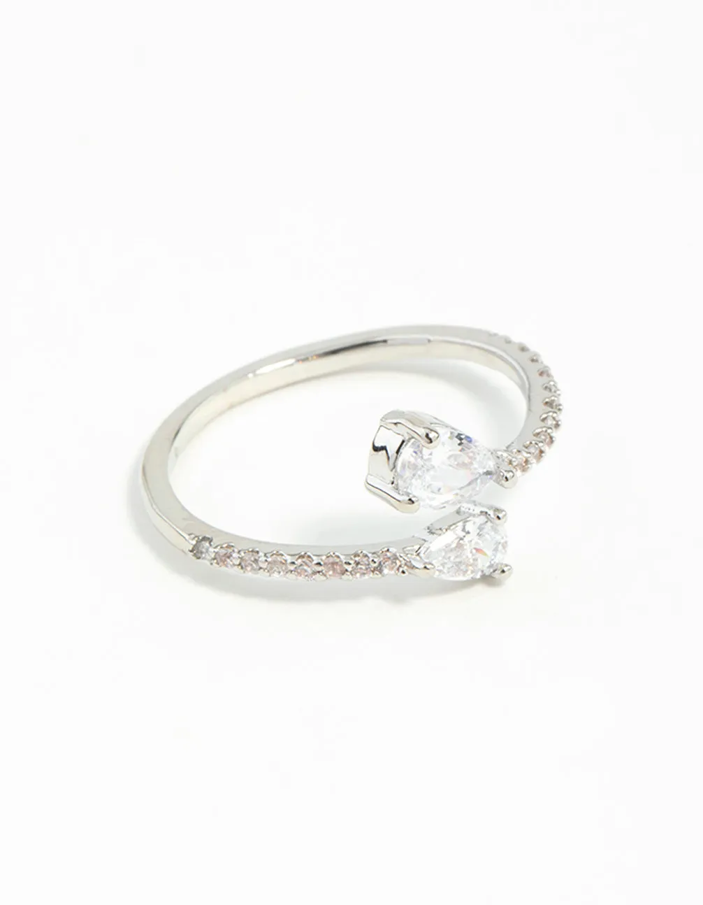 Rhodium Cubic Zirconia Open Ring