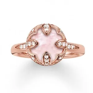 Rose Gold Plated Round Pink Cubic Zirconia Rin