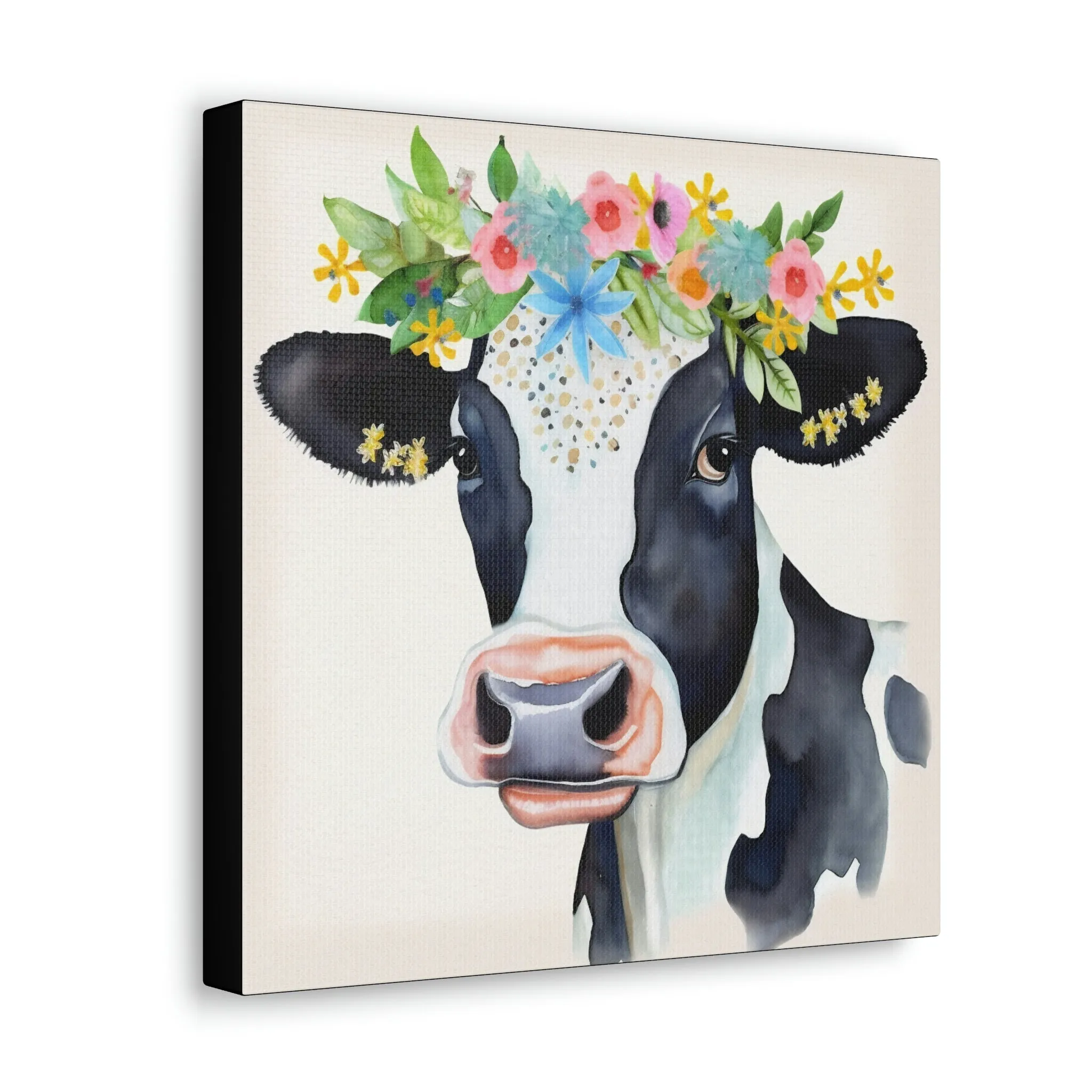 Rustic Folk Art Holstein Cow Portrait Canvas Gallery Wraps - Perfect Gift for Your Country Farm Friends