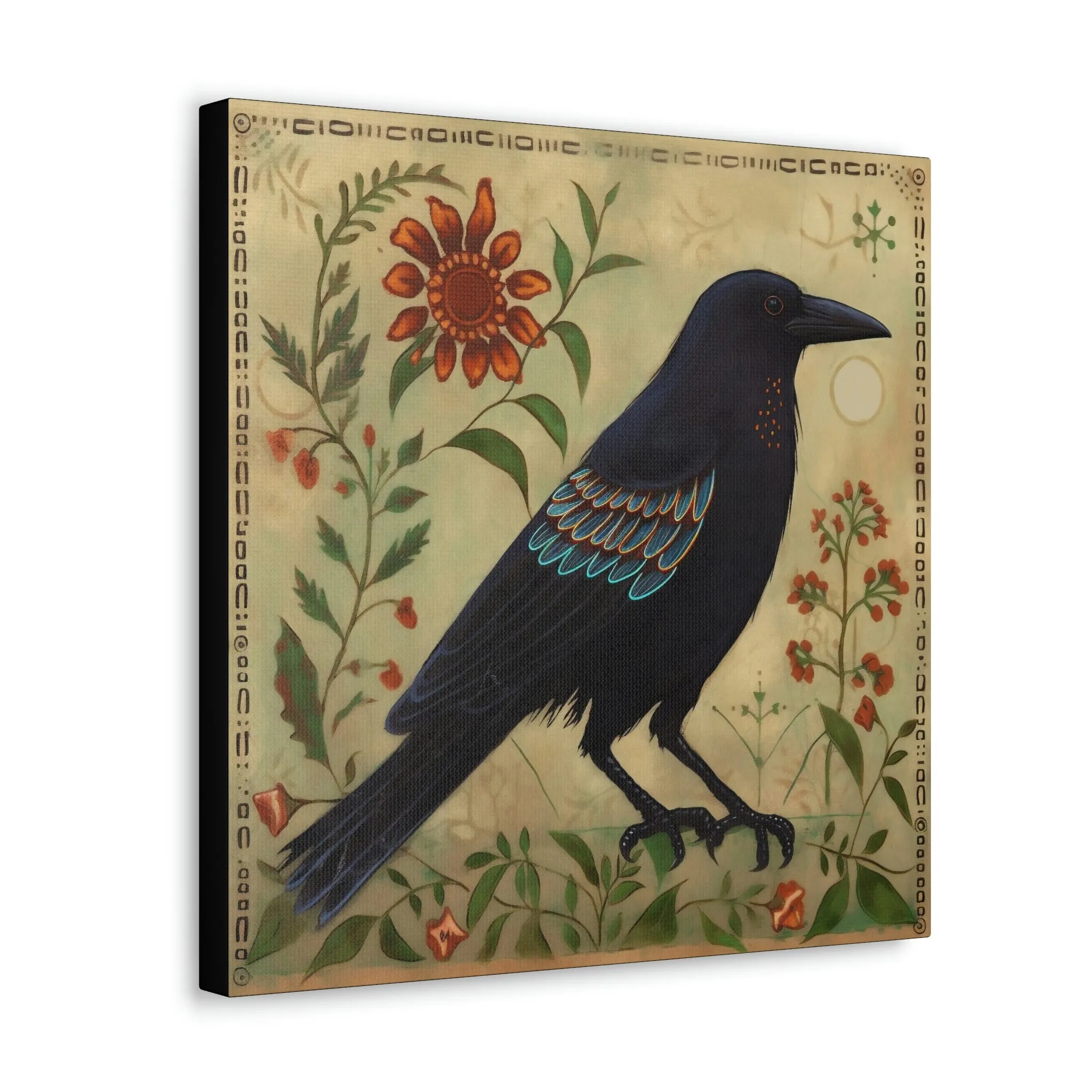 Rustic Folk Art Raven Canvas Gallery Wraps - Perfect Gift for Your Country Farm Friends