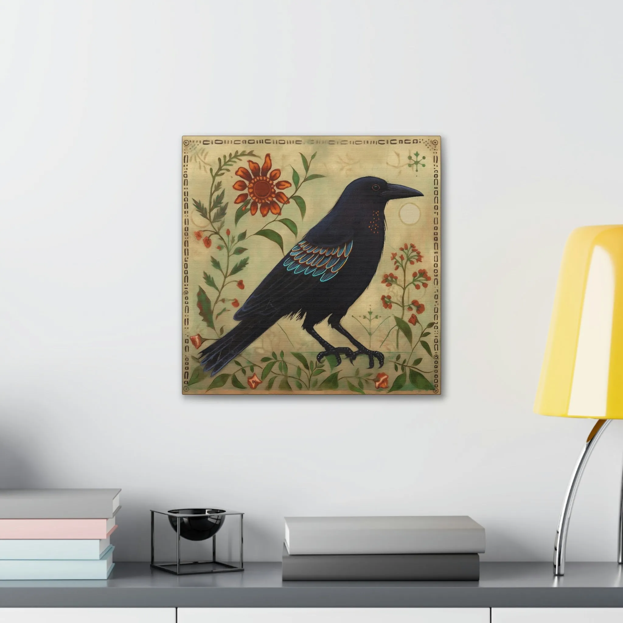 Rustic Folk Art Raven Canvas Gallery Wraps - Perfect Gift for Your Country Farm Friends