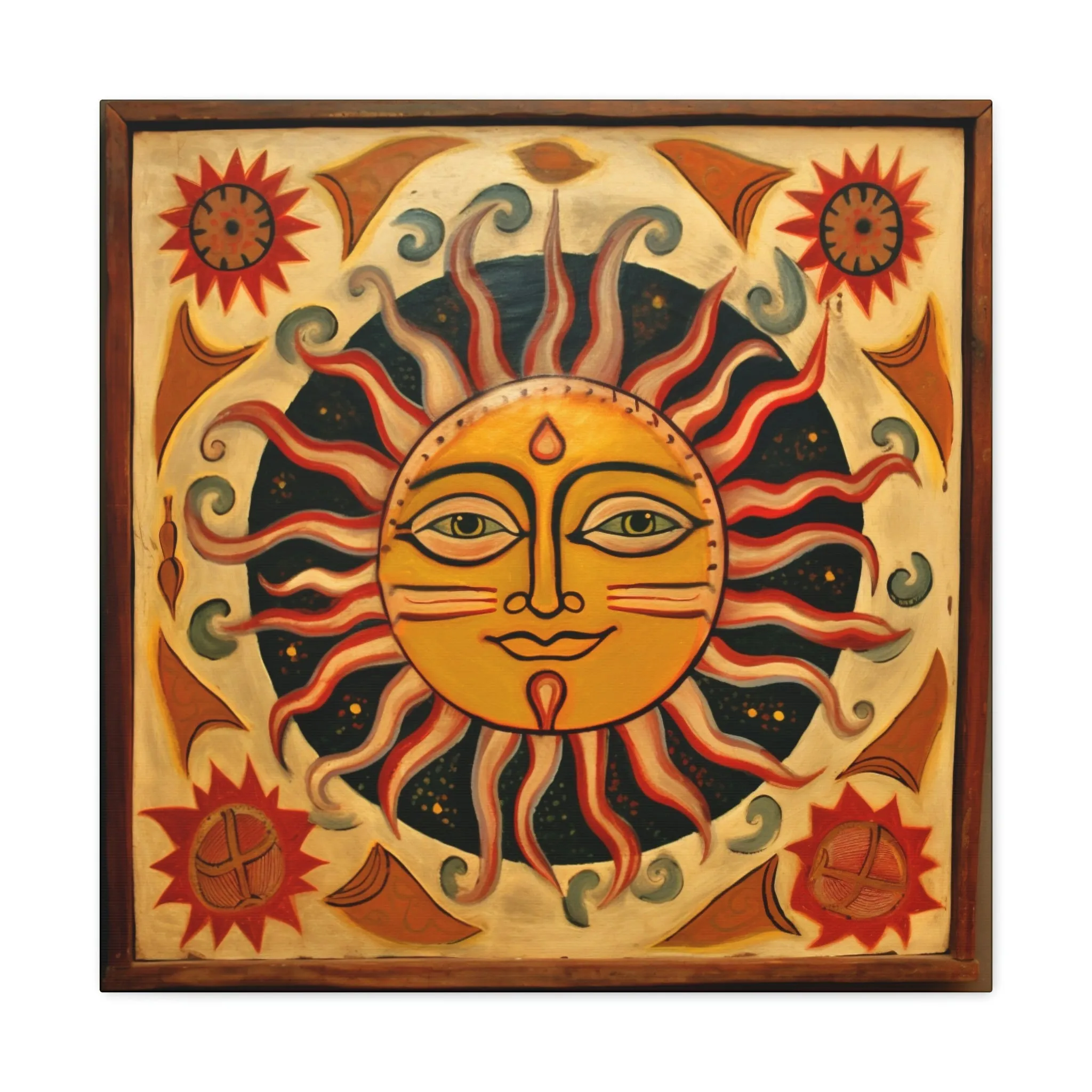 Rustic Folk Celestial Sun Canvas Gallery Wraps - Perfect Gift for Your Country Farm Friends