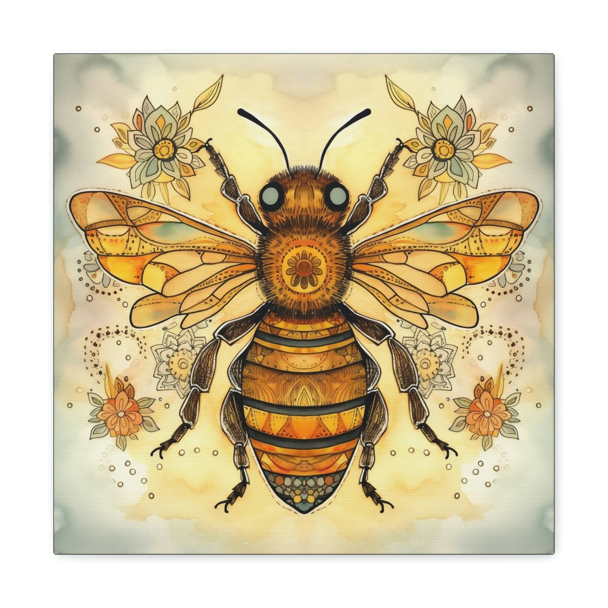 Rustic Folk Honey Bee Canvas Gallery Wraps - Perfect Gift for Your Country Farm Friends