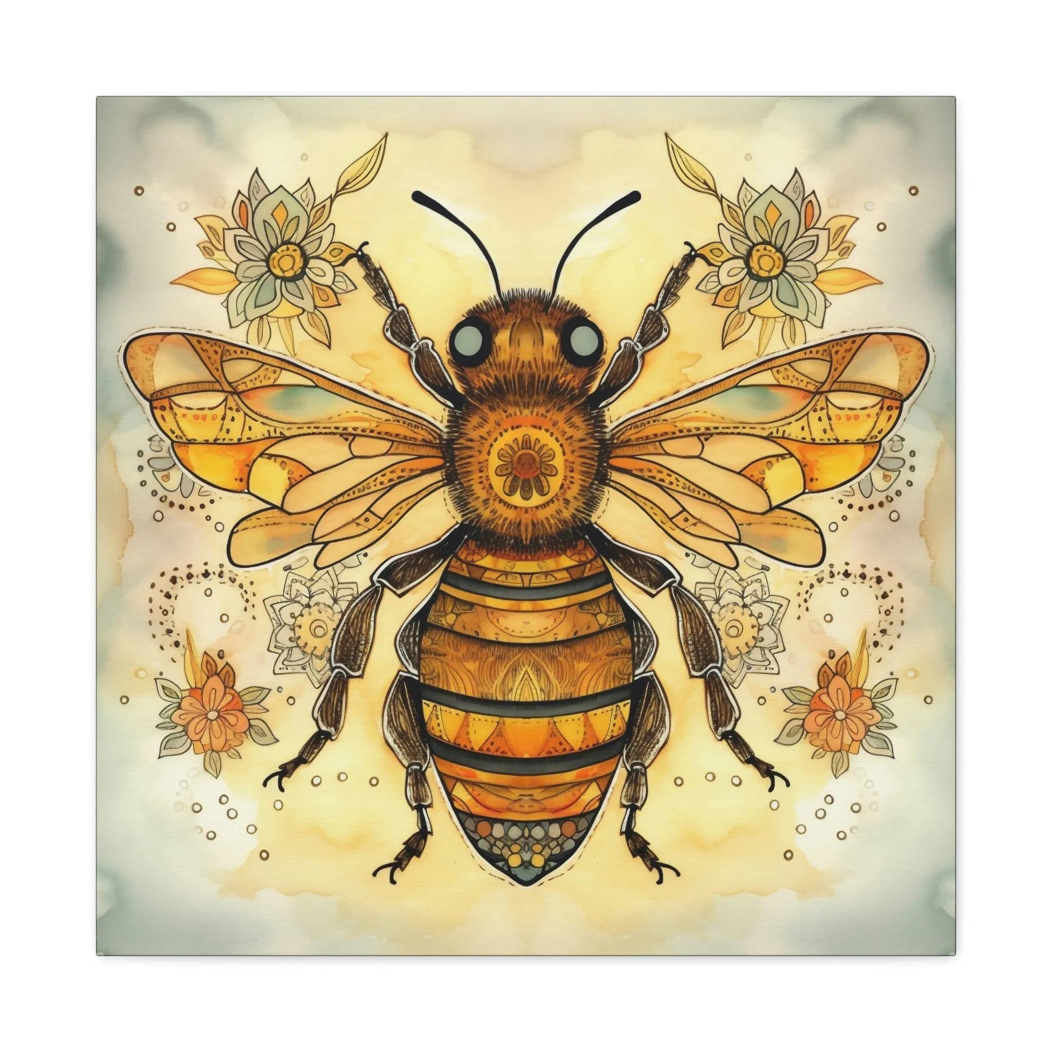 Rustic Folk Honey Bee Canvas Gallery Wraps - Perfect Gift for Your Country Farm Friends