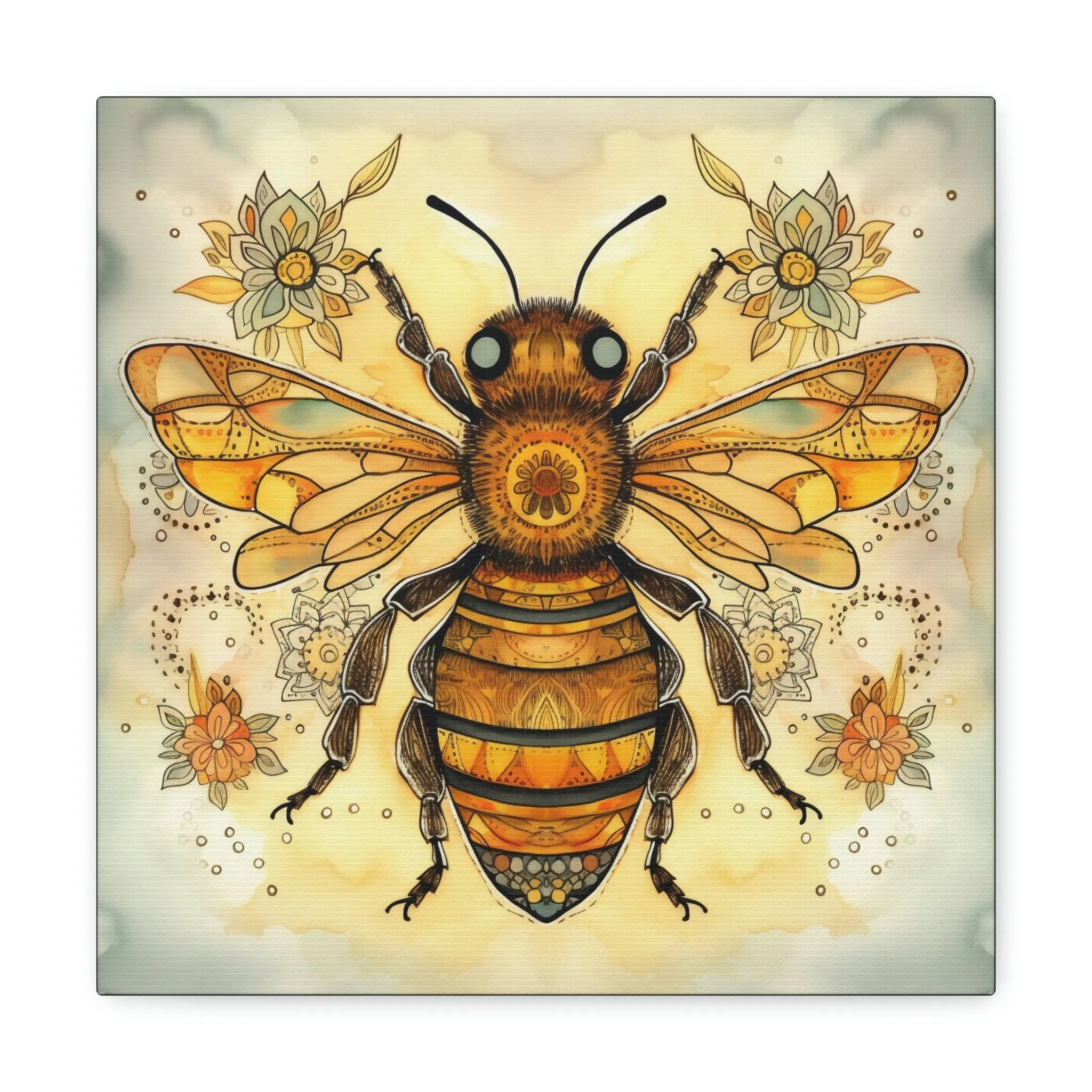 Rustic Folk Honey Bee Canvas Gallery Wraps - Perfect Gift for Your Country Farm Friends