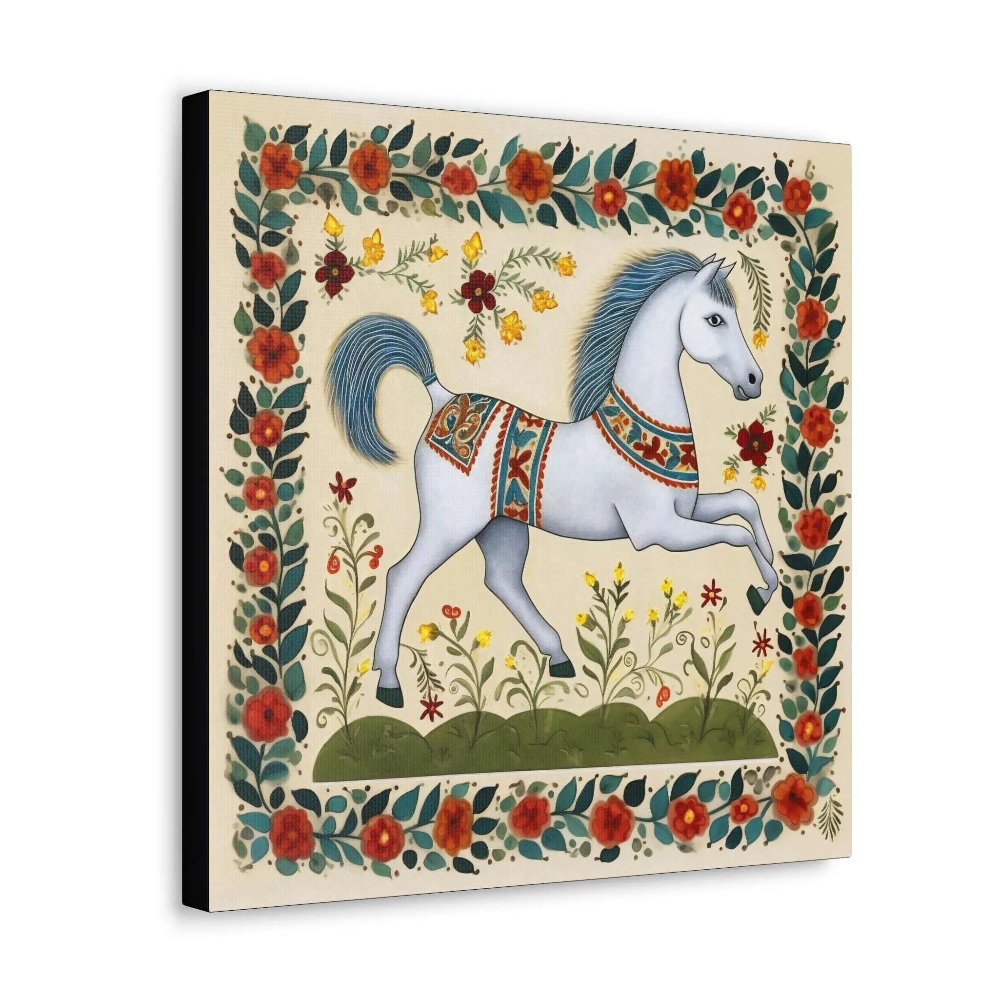 Rustic Folk White Horse Canvas Gallery Wraps - Perfect Gift for Your Country Farm Friends