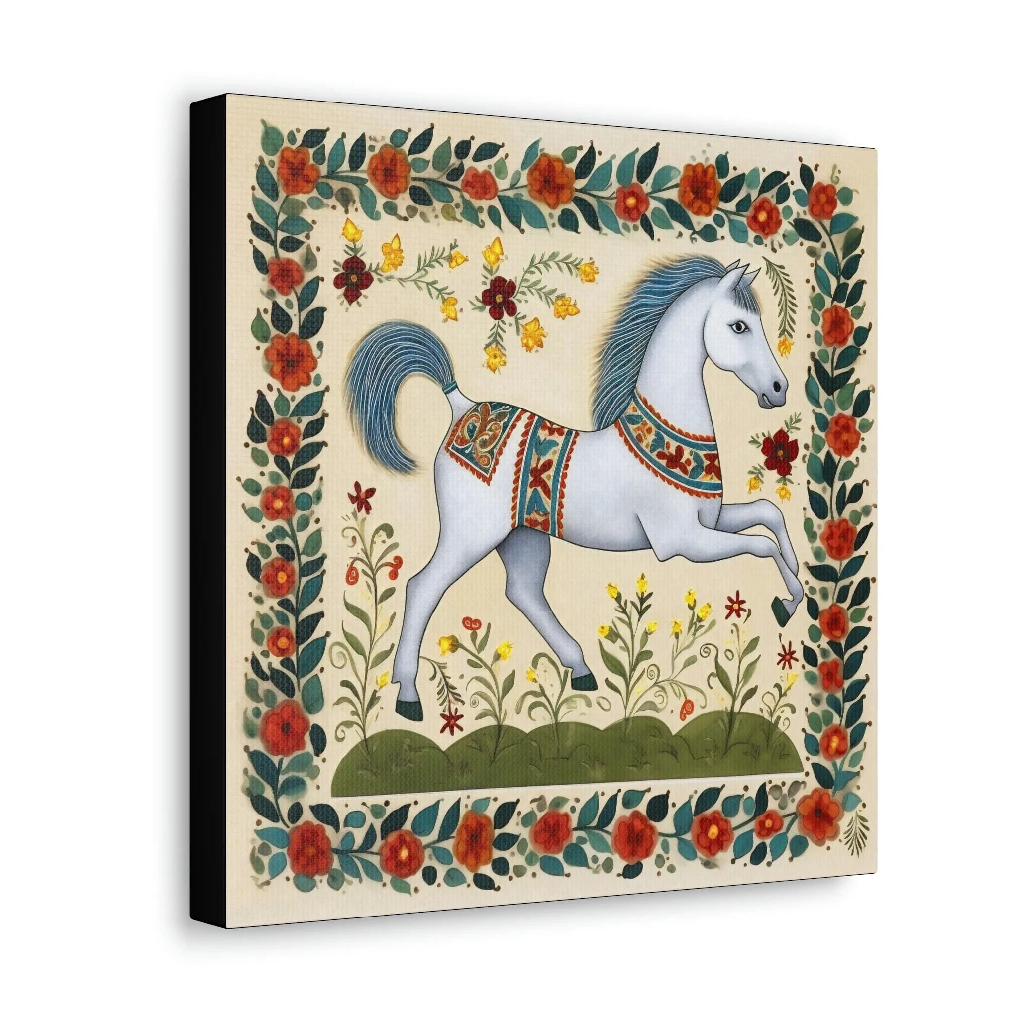 Rustic Folk White Horse Canvas Gallery Wraps - Perfect Gift for Your Country Farm Friends