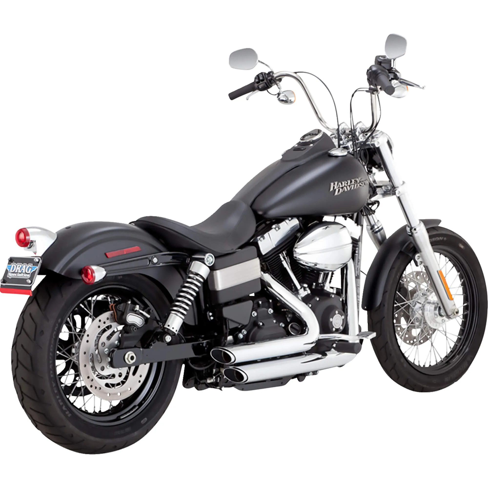 Shortshots Staggered Exhaust - Chrome - 2010-2017 Harley-Davidson Dyna Models (Except FLD)