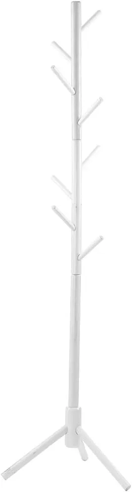 Solid Wood Coat Rack 8 Hook - White