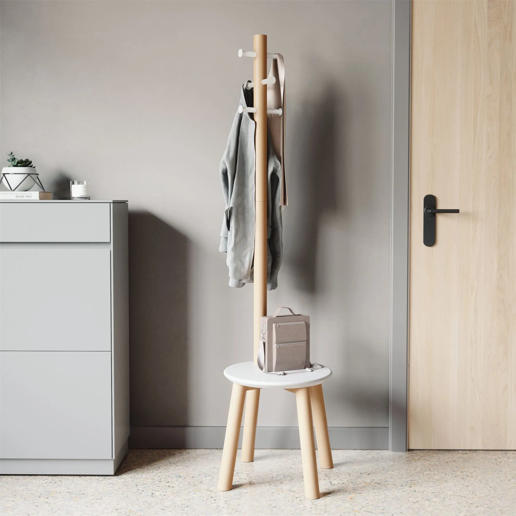 Umbra Pillar Combined Stool and Coatrack