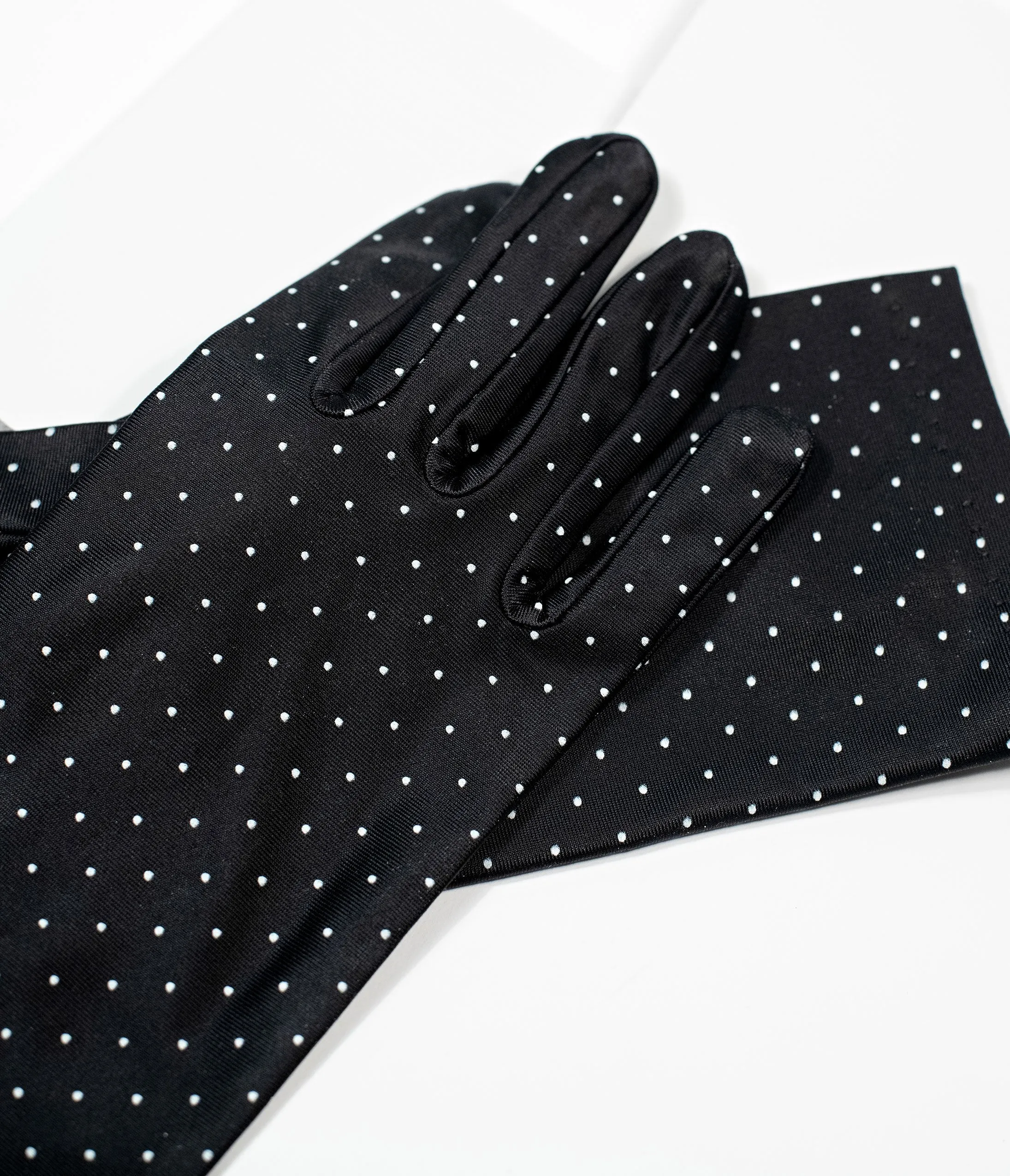 Unique Vintage Black & White Pin Dot Gloves