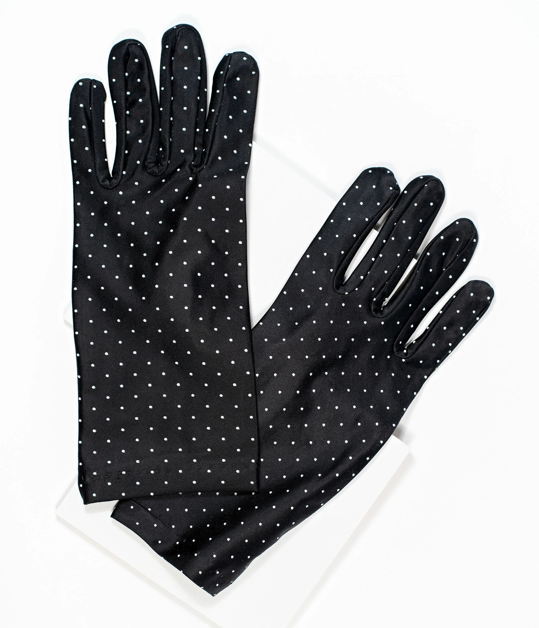 Unique Vintage Black & White Pin Dot Gloves