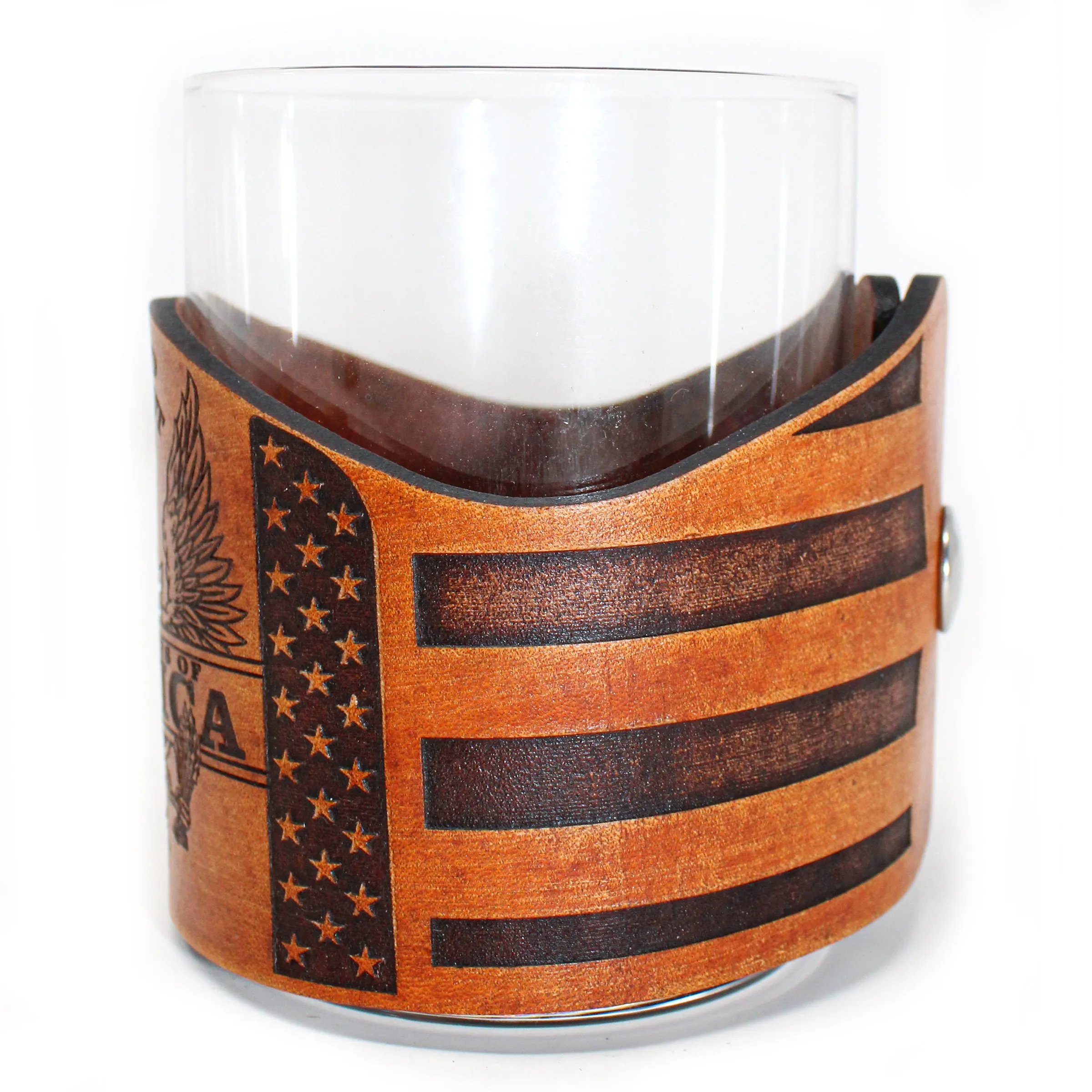 Whiskey Glass Leather Wrap - IGWT Eagle Rocks Glass