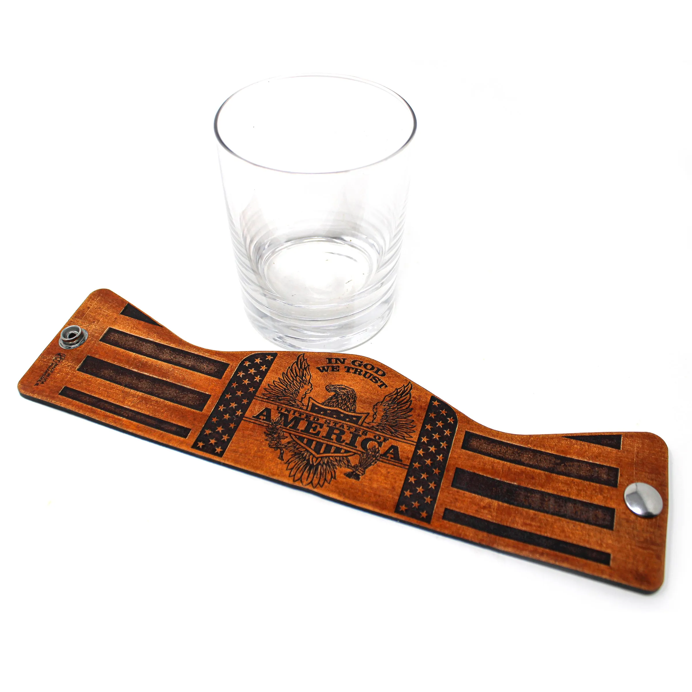 Whiskey Glass Leather Wrap - IGWT Eagle Rocks Glass