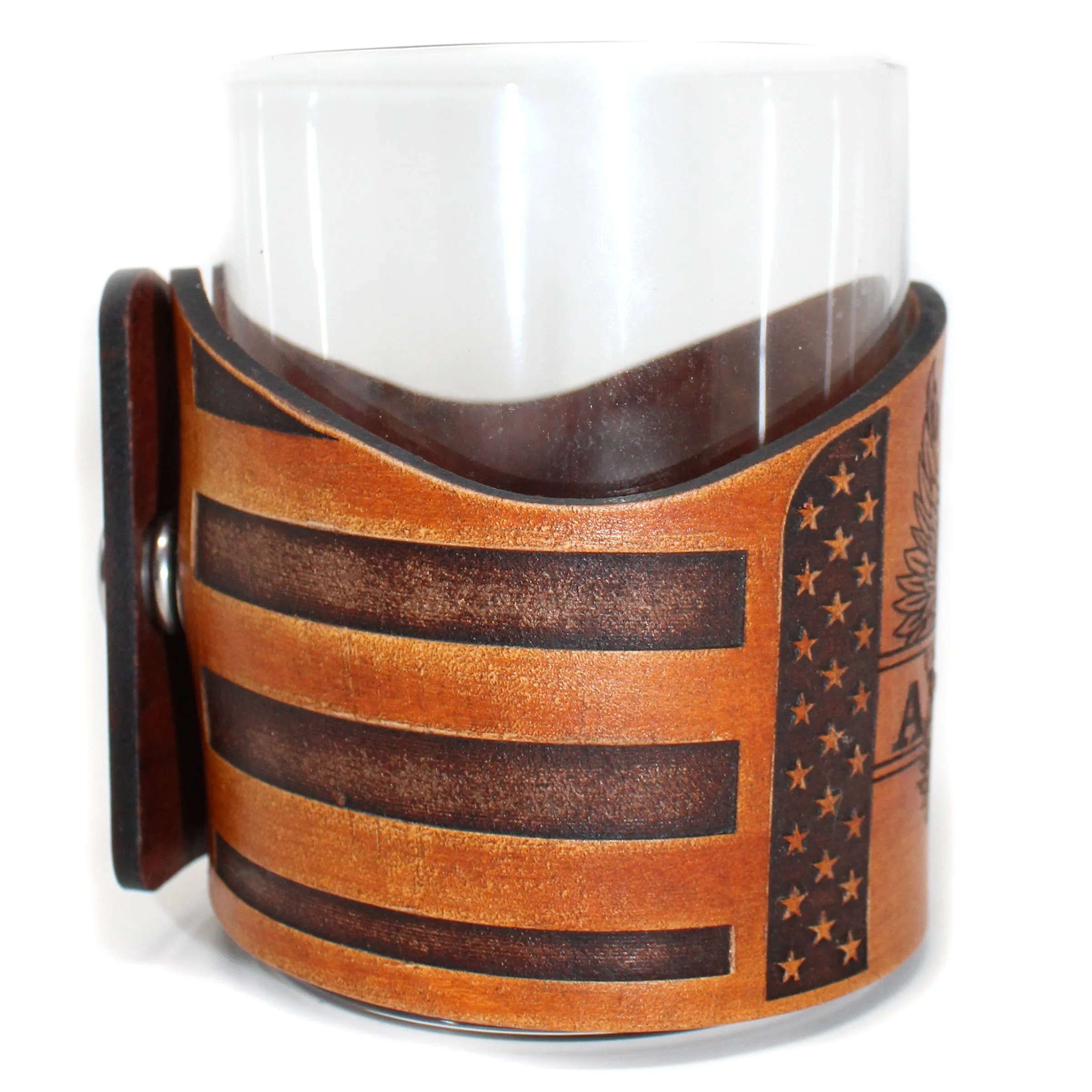 Whiskey Glass Leather Wrap - IGWT Eagle Rocks Glass