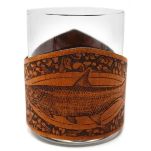 Whiskey Glass Leather Wrap - Tarpon Rocks Glass