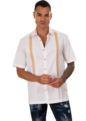 White Embroidered Guayabera Shirt