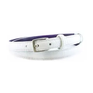 White mock crocodile skinny belt