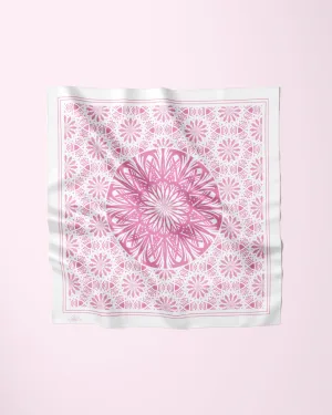 WHITE PINK SERENITY Mandala Designer Silk Scarf Pink White Art A Porte by Alesia Chaika