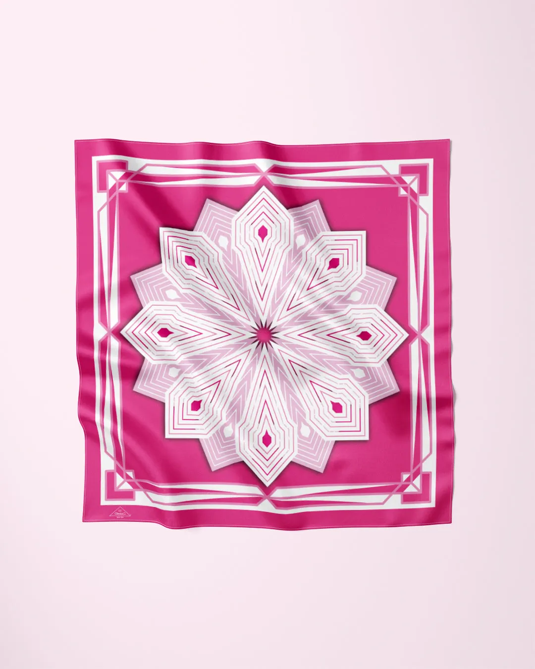 WHITE PINK SUMATRA Mandala Designer Silk Scarf by Alesia Chaika