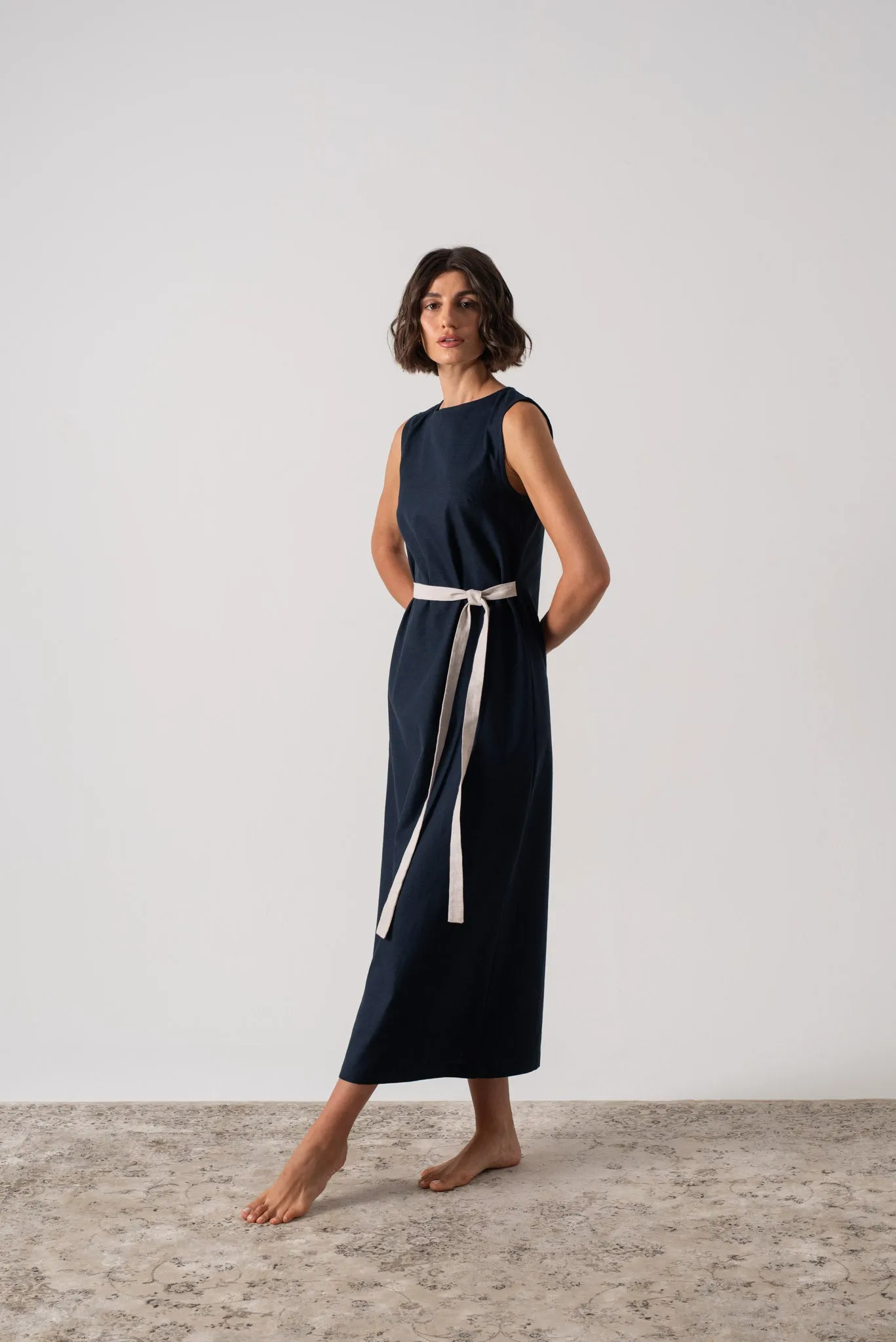 Zuri Midi Dress in Navy