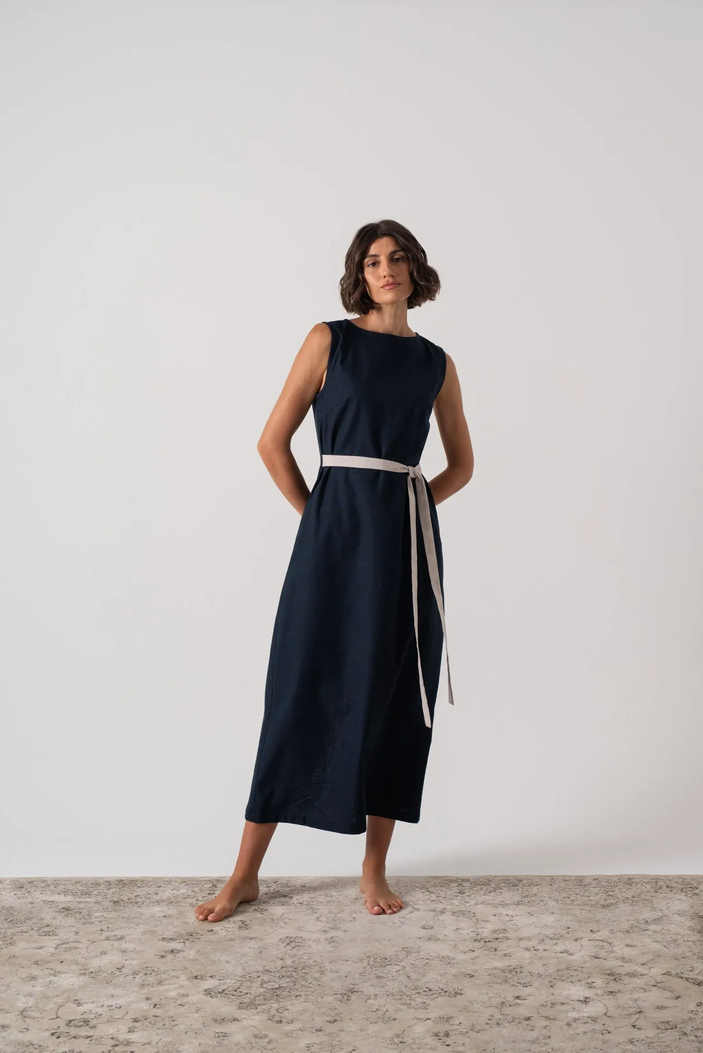 Zuri Midi Dress in Navy