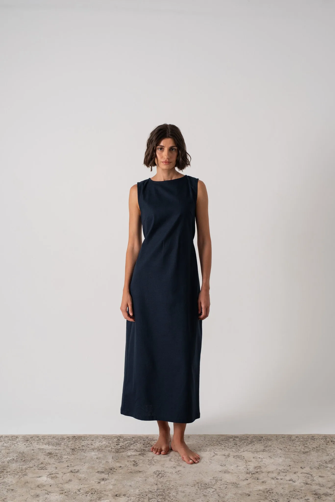 Zuri Midi Dress in Navy