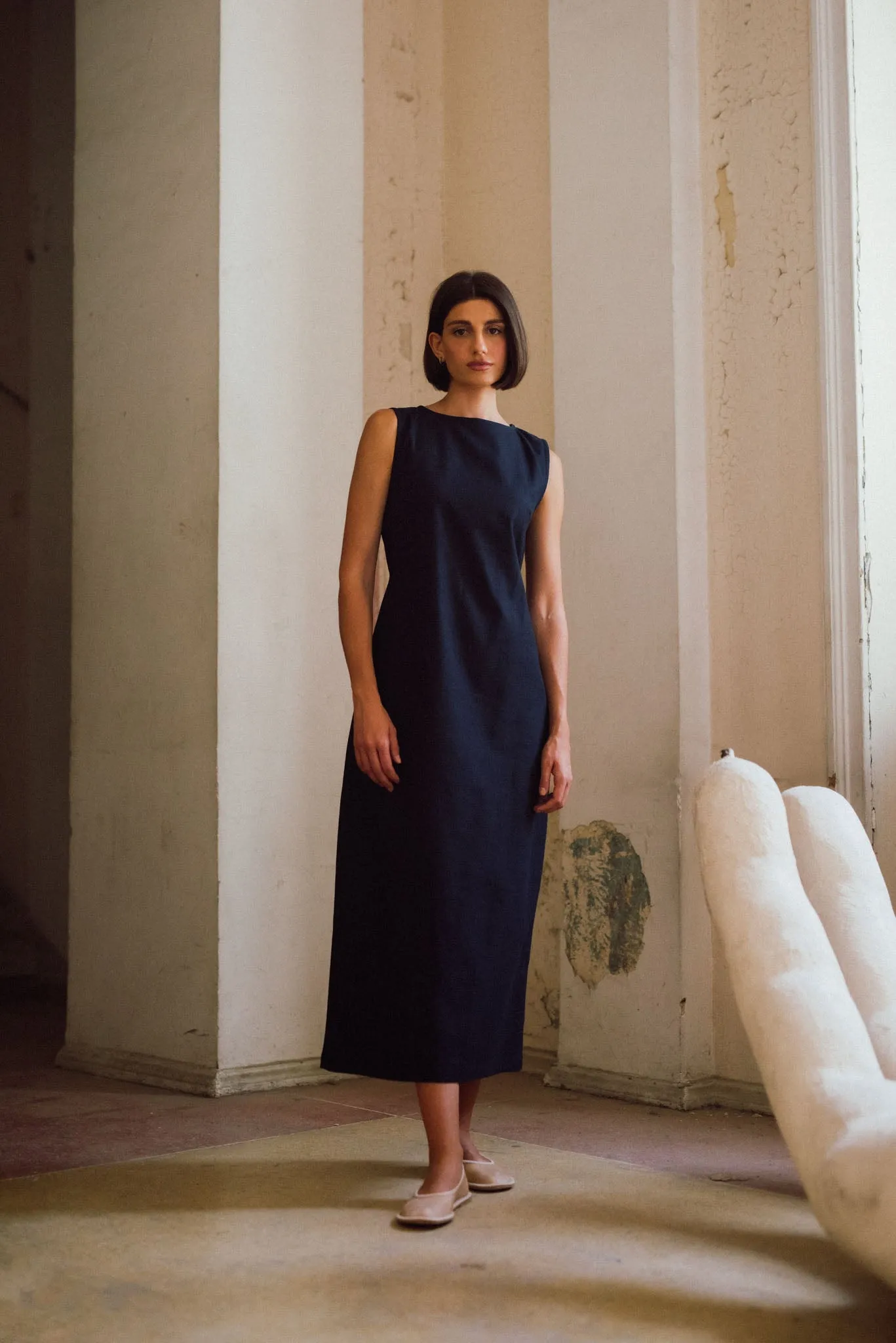 Zuri Midi Dress in Navy