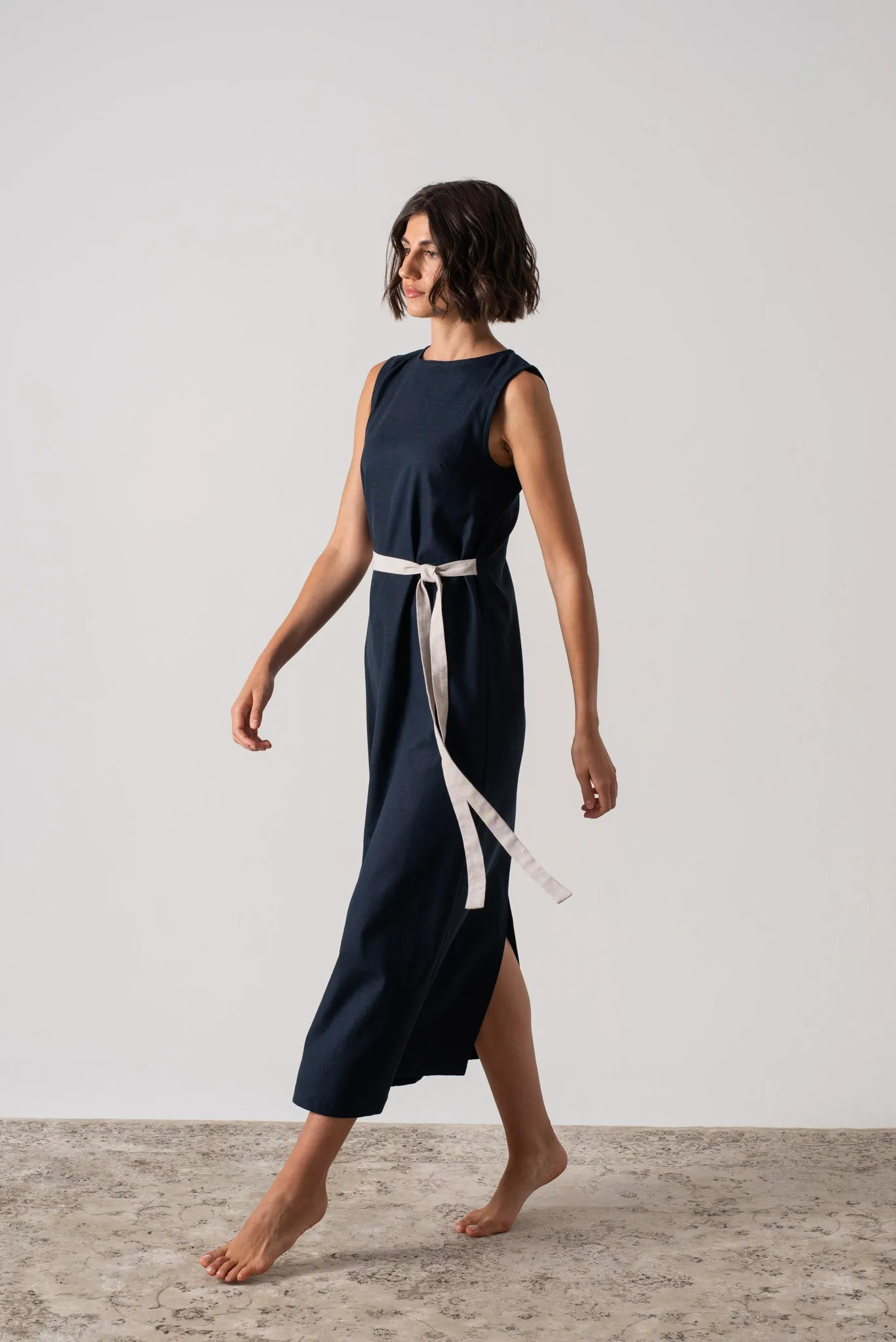 Zuri Midi Dress in Navy